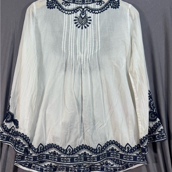 Chelsea & Violet White Blouse with Navy Embroidery - Picture 7 of 7